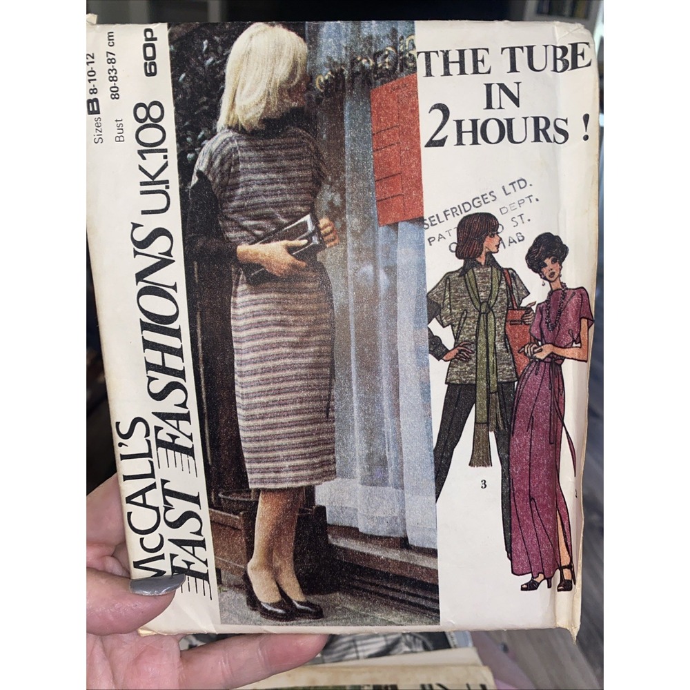 Vintage 70s McCalls Sewing Pattern UK108 Tube Dress Top Size 8-12 Cut Complete